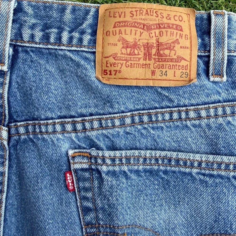 Vintage Levis 517 Mens 34x29 Blue Bootcut Jeans Made in USA 0100 Denim 517-0217‎